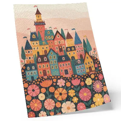 Premium wall art colorful houses and flowers with an idyllic atmosphere