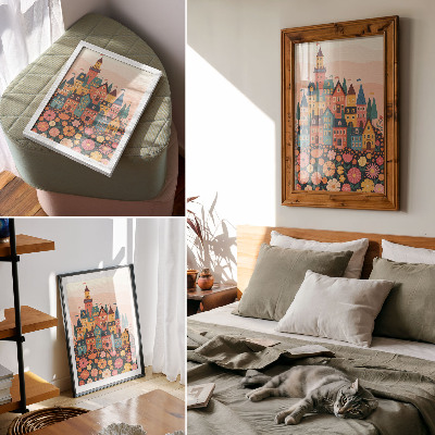 Premium wall art Colorful houses and flowers, idyllic atmosphere