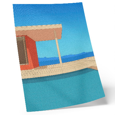 Decorative poster Bright orange building blue view