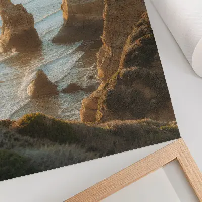 Rocky cliffs sea sunset wall art premium print