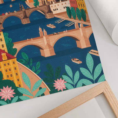 Premium wall art A colorful city with bridges, nature and sky