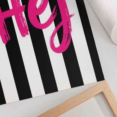 Decorative poster Black and white stripes contrast with the pink lettering