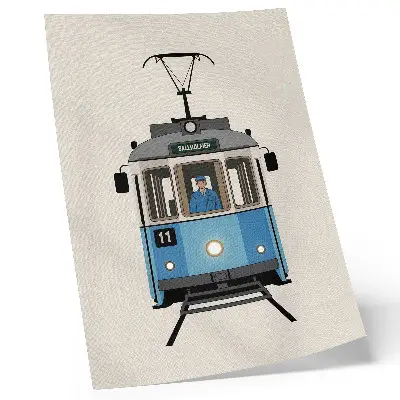 Retro tram wall art minimalist style print