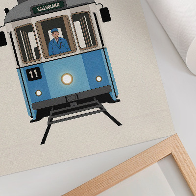 Premium wall art Retro tram in a minimalist style
