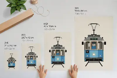 Retro tram wall art minimalist style print