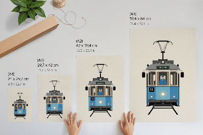 Premium wall art Retro tram in a minimalist style