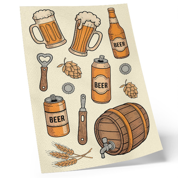 Poster Beer elements retro cozy atmosphere vintage style