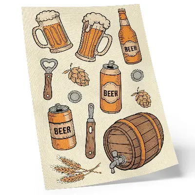Beer elements poster with a retro cozy vintage atmosphere