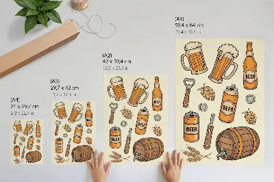 Beer elements poster with a retro cozy vintage atmosphere