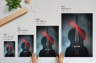 Art print with red accents on a dark background