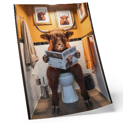Premium wall art Orange walls buffalo on toilet magazine
