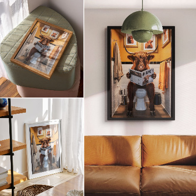 Premium wall art Orange walls buffalo on toilet magazine