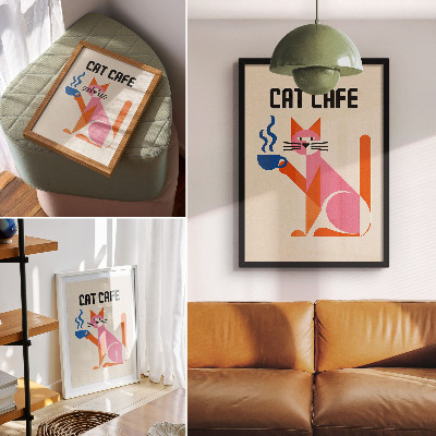 Premium wall art Creative retro coffee cat motif