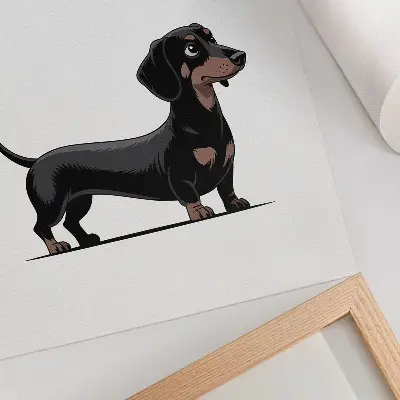 Art print black and white dog drawing