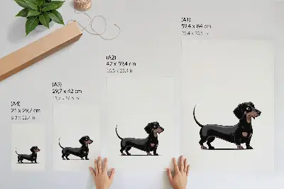 Art print black and white dog drawing