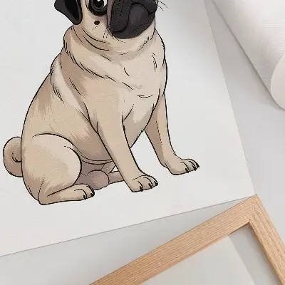 Premium wall art illustrative dog portrait in delicate colors