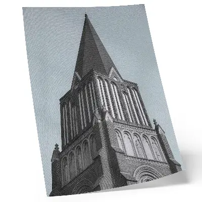 Art print featuring a soaring Gothic tower design