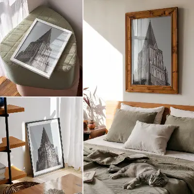 Art print featuring a soaring Gothic tower design