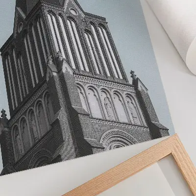 Art print featuring a soaring Gothic tower design