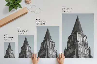 Art print featuring a soaring Gothic tower design