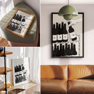 Premium wall art Black and white hand with a bottle minimalist illustration