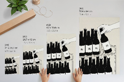 Premium wall art Black and white hand with a bottle minimalist illustration