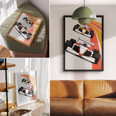 Poster Racing cars dynamic track modernity