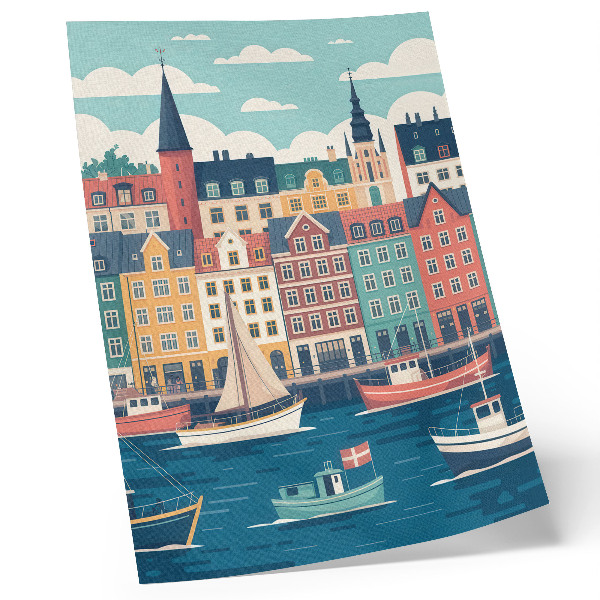 Art print Colorful tenement houses by the water, charm and harmony
