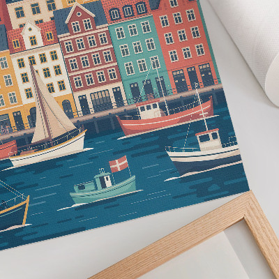 Art print Colorful tenement houses by the water, charm and harmony