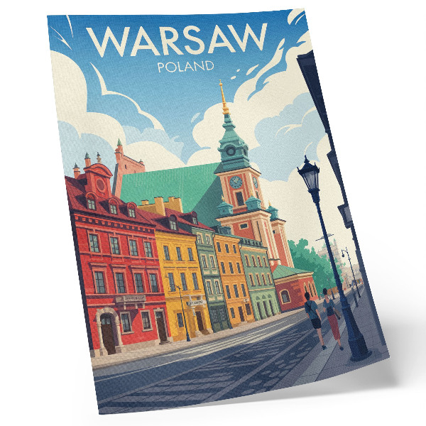 Poster Colorful tenement houses blue sky architecture
