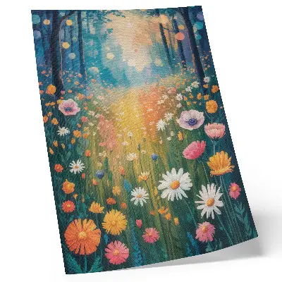 Decorative poster colorful flowers in a modern style with a joyful atmosphere