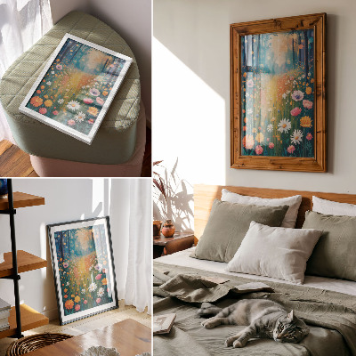 Decorative poster Colorful flowers modern style joyful atmosphere