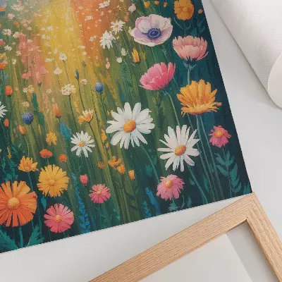 Decorative poster colorful flowers in a modern style with a joyful atmosphere