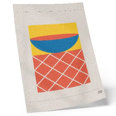 Yellow blue red geometric composition premium wall art