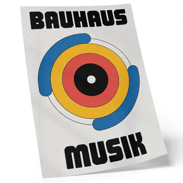 Bauhaus style decorative poster circles in strong colors