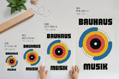 Bauhaus style decorative poster circles in strong colors
