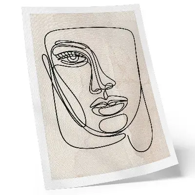 Premium wall art minimalist abstract face in beige and black