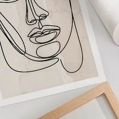 Premium wall art minimalist abstract face in beige and black