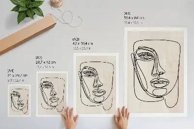Premium wall art minimalist abstract face in beige and black