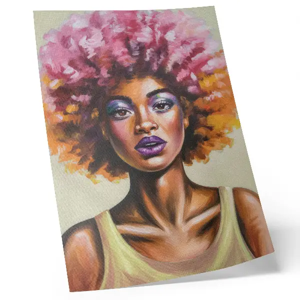 Art print with expressive figure and strong facial expression in vivid colors