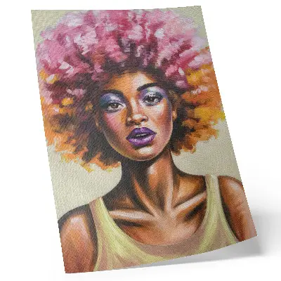 Art print with expressive figure and strong facial expression in vivid colors