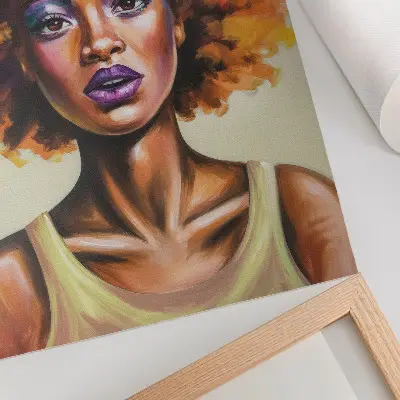 Art print with expressive figure and strong facial expression in vivid colors