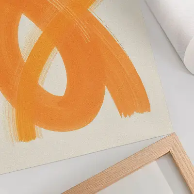 Abstract orange vivid brush strokes wall art premium design