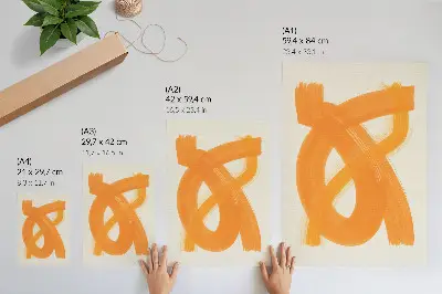 Abstract orange vivid brush strokes wall art premium design