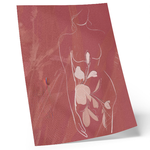 Decorative poster Feminine silhouette and flowers, delicacy, minimalism