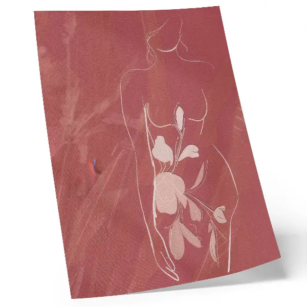 Decorative poster feminine silhouette with flowers in a minimalist style