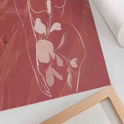 Decorative poster feminine silhouette with flowers in a minimalist style