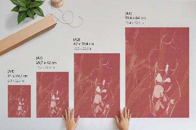 Decorative poster Feminine silhouette and flowers, delicacy, minimalism
