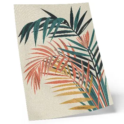 Colorful tropical leaves illustration premium wall art