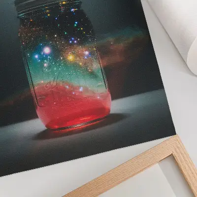 Decorative poster with space jar and colorful space lights